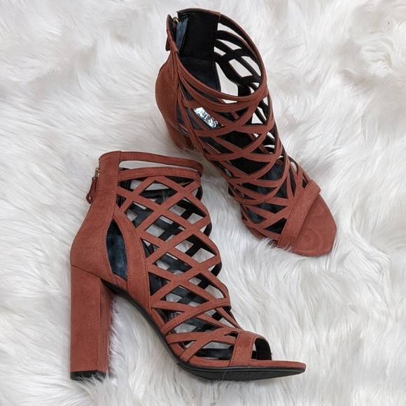 mauve heeled sandals